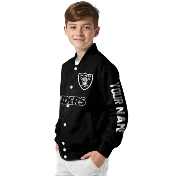 customized las vegas raiders hexagon mesh black varsity jacket trendy