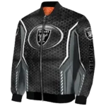 customized las vegas raiders power plate black bomber jacket best selling