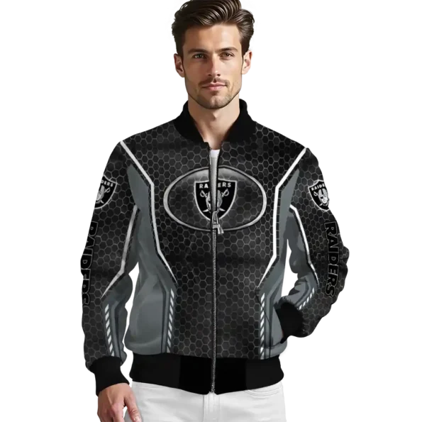 customized las vegas raiders power plate black bomber jacket high quality
