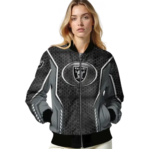 customized las vegas raiders power plate black bomber jacket latest model