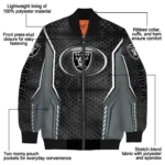 customized las vegas raiders power plate black bomber jacket best selling