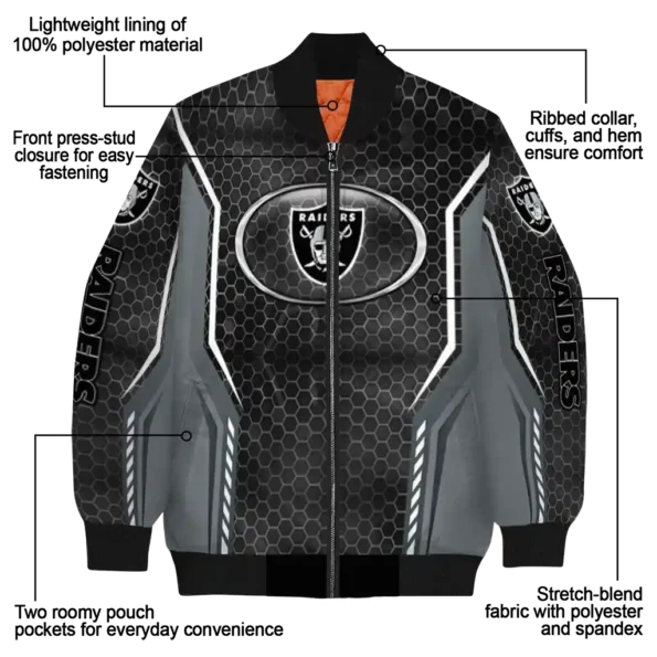 customized las vegas raiders power plate black bomber jacket new arrival