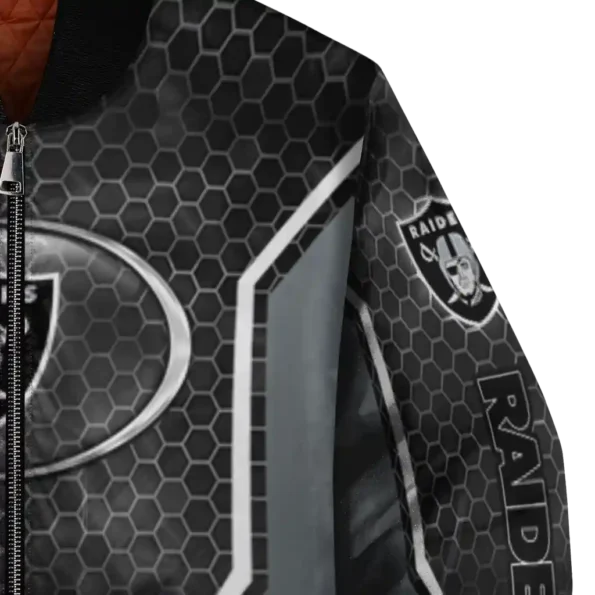 customized las vegas raiders power plate black bomber jacket premium grade