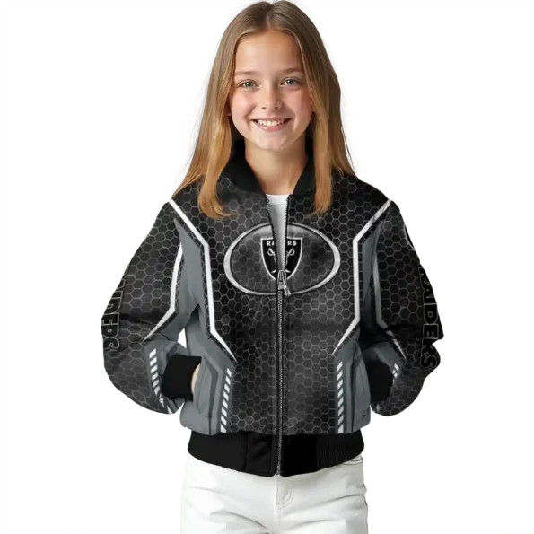 customized las vegas raiders power plate black bomber jacket top rated