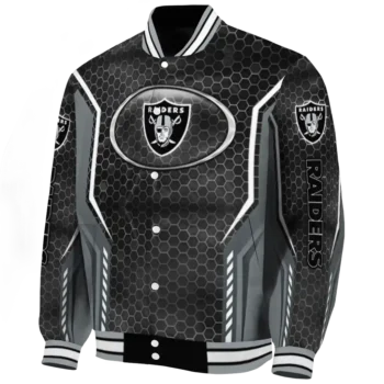 customized las vegas raiders power plate black varsity jacket best selling