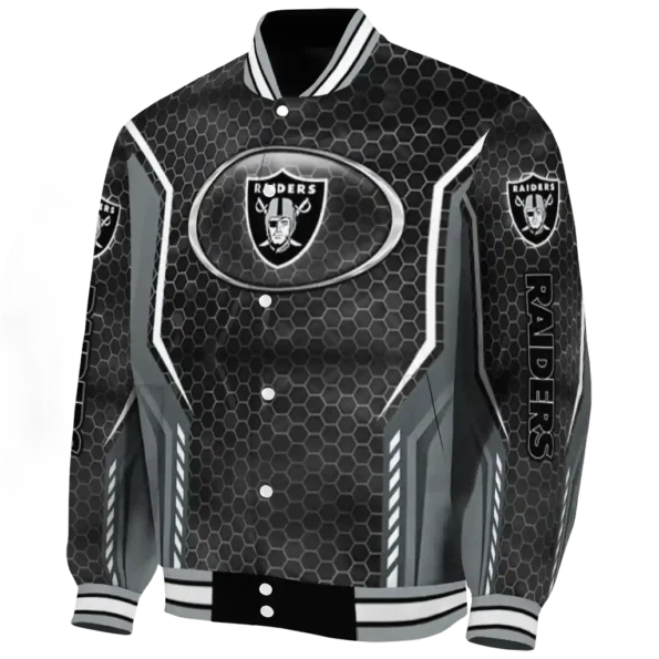 customized las vegas raiders power plate black varsity jacket best selling