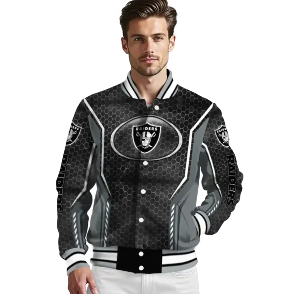 customized las vegas raiders power plate black varsity jacket high quality