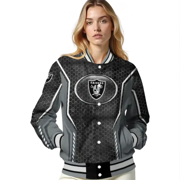 customized las vegas raiders power plate black varsity jacket latest model