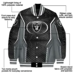 customized las vegas raiders power plate black varsity jacket best selling
