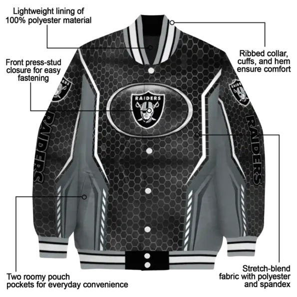 customized las vegas raiders power plate black varsity jacket new arrival