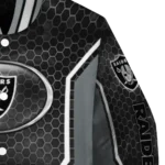 customized las vegas raiders power plate black varsity jacket best selling