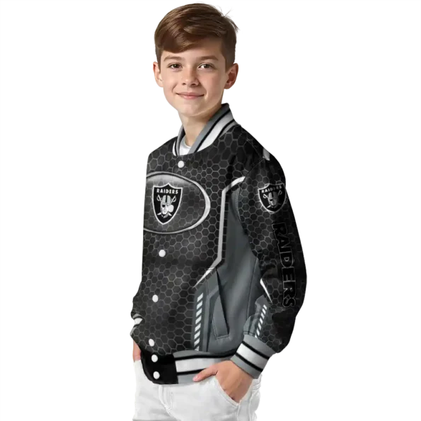 customized las vegas raiders power plate black varsity jacket trendy