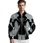 customized las vegas raiders spider mark black grey crocs bomber jacket best selling