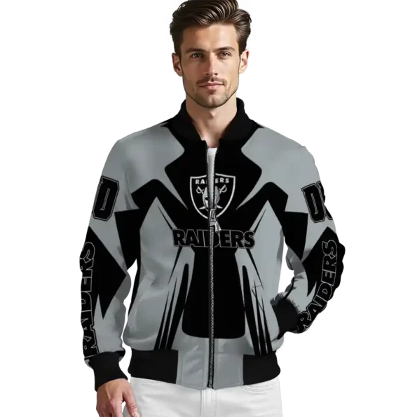 customized las vegas raiders spider mark black grey crocs bomber jacket high quality