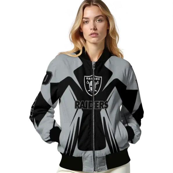 customized las vegas raiders spider mark black grey crocs bomber jacket latest model