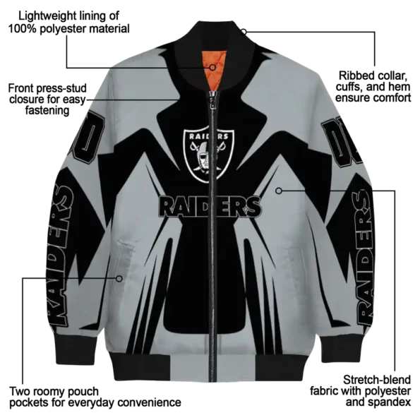 customized las vegas raiders spider mark black grey crocs bomber jacket new arrival