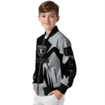 customized las vegas raiders spider mark black grey crocs bomber jacket best selling