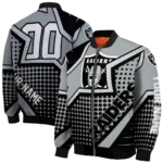 customized las vegas raiders star burst black bomber jacket best selling