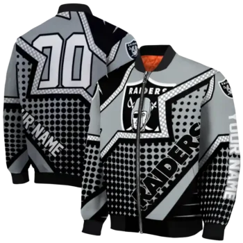 customized las vegas raiders star burst black bomber jacket fashion forward