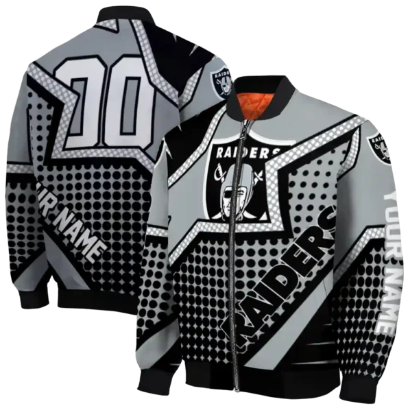 customized las vegas raiders star burst black bomber jacket fashion forward