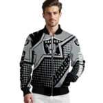 customized las vegas raiders star burst black bomber jacket best selling