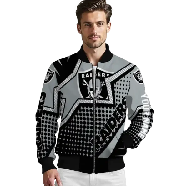 customized las vegas raiders star burst black bomber jacket high quality