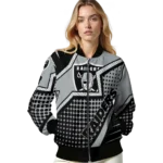 customized las vegas raiders star burst black bomber jacket best selling