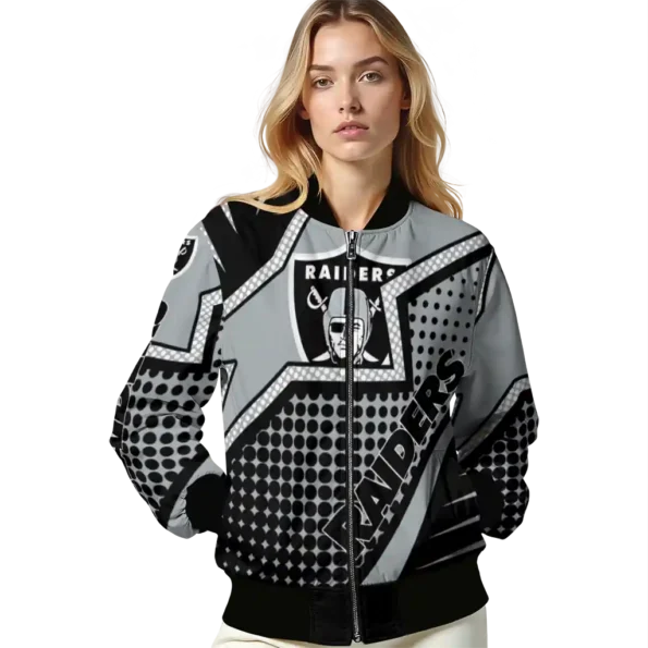 customized las vegas raiders star burst black bomber jacket latest model