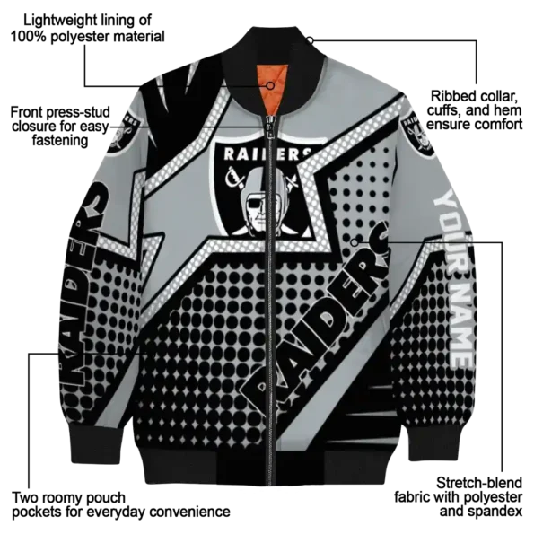 customized las vegas raiders star burst black bomber jacket new arrival