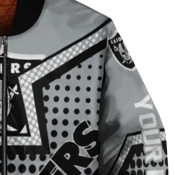 customized las vegas raiders star burst black bomber jacket premium grade