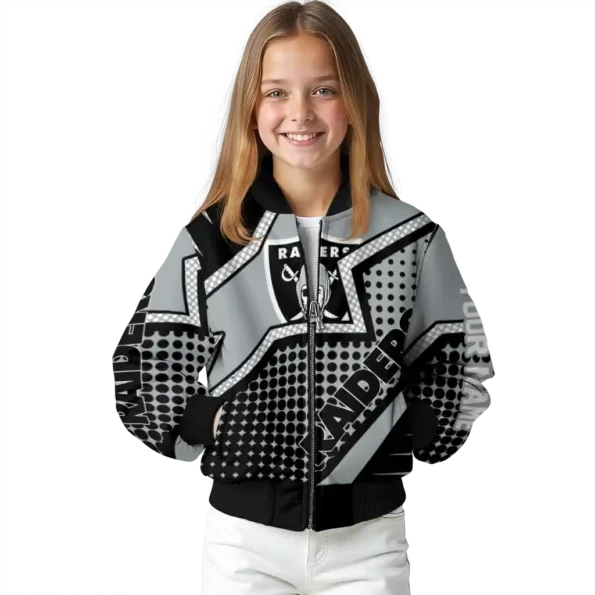 customized las vegas raiders star burst black bomber jacket top rated