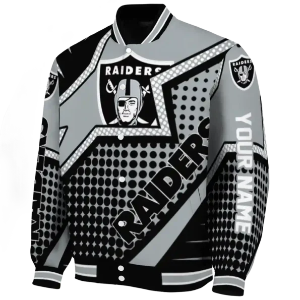 customized las vegas raiders star burst black varsity jacket best selling