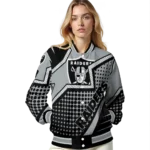 customized las vegas raiders star burst black varsity jacket best selling