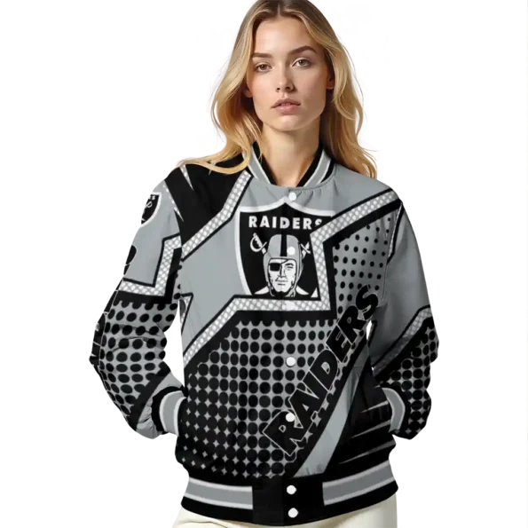 customized las vegas raiders star burst black varsity jacket latest model