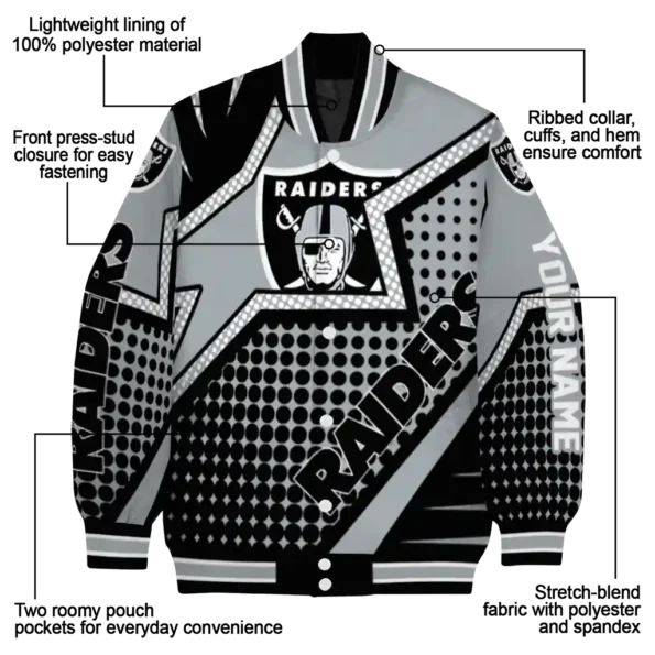 customized las vegas raiders star burst black varsity jacket new arrival