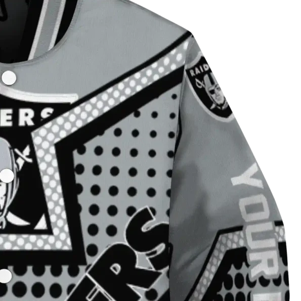 customized las vegas raiders star burst black varsity jacket premium grade