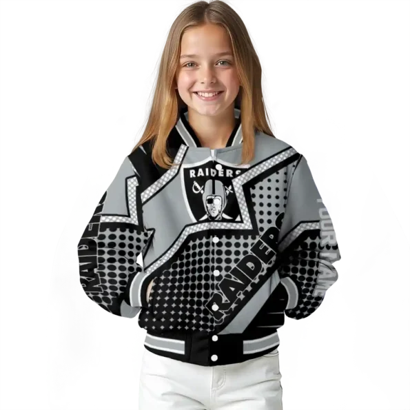 customized las vegas raiders star burst black varsity jacket top rated