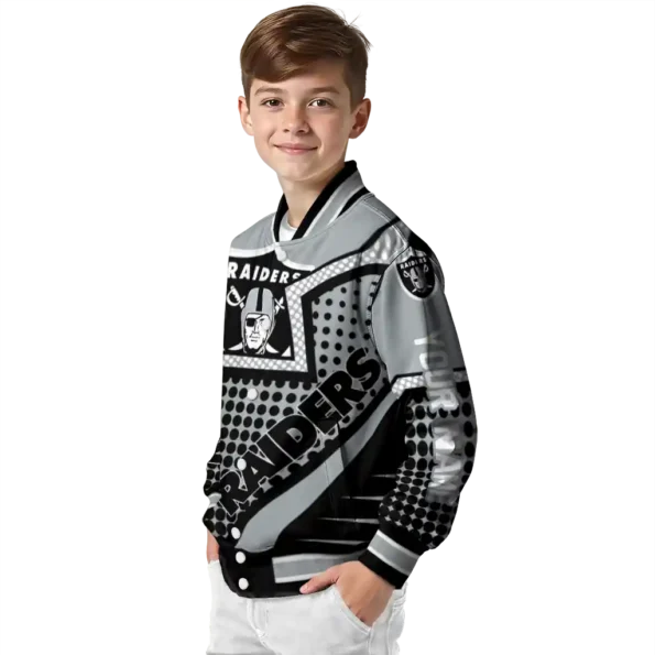 customized las vegas raiders star burst black varsity jacket trendy
