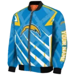 customized los angeles chargers chevron angles blue bomber jacket best selling