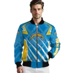customized los angeles chargers chevron angles blue bomber jacket best selling