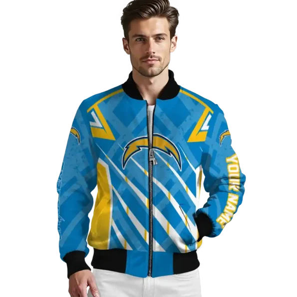 customized los angeles chargers chevron angles blue bomber jacket high quality
