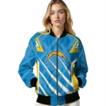 customized los angeles chargers chevron angles blue bomber jacket best selling