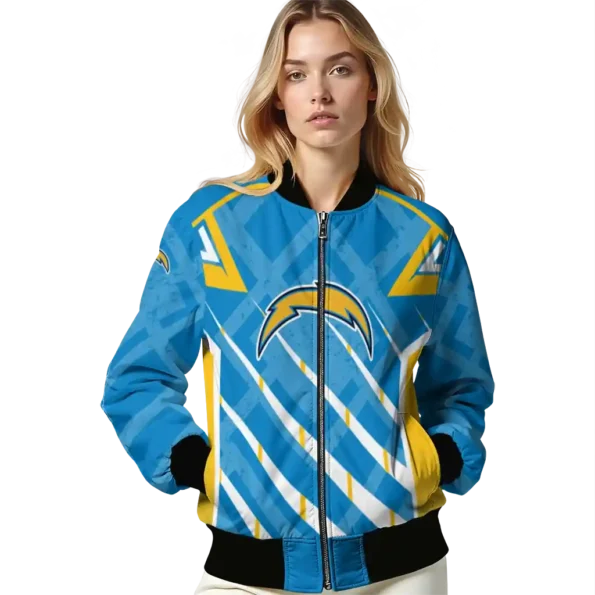 customized los angeles chargers chevron angles blue bomber jacket latest model
