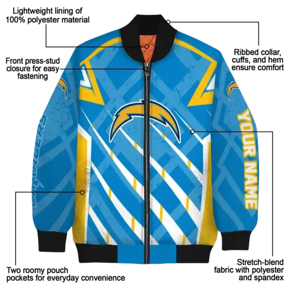 customized los angeles chargers chevron angles blue bomber jacket new arrival