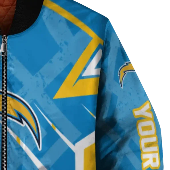 customized los angeles chargers chevron angles blue bomber jacket premium grade