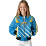 customized los angeles chargers chevron angles blue bomber jacket best selling