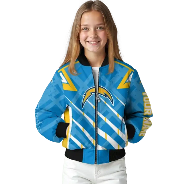 customized los angeles chargers chevron angles blue bomber jacket top rated