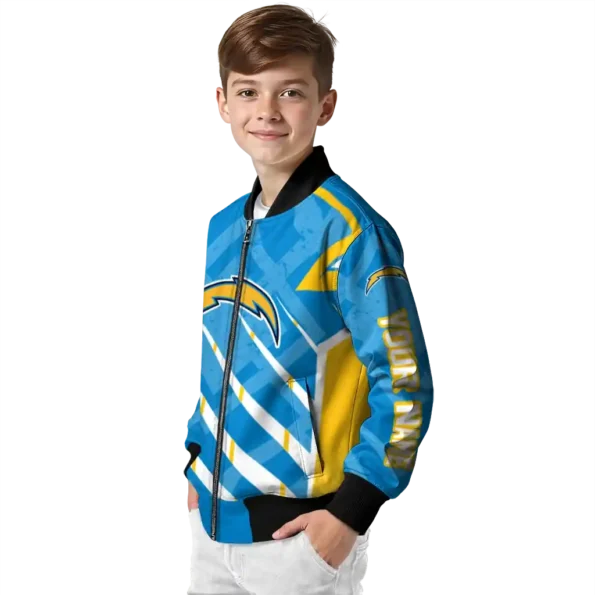 customized los angeles chargers chevron angles blue bomber jacket trendy