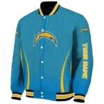 customized los angeles chargers chevron arrow blue varsity jacket best selling