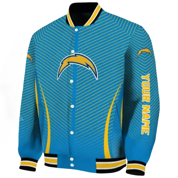 customized los angeles chargers chevron arrow blue varsity jacket best selling